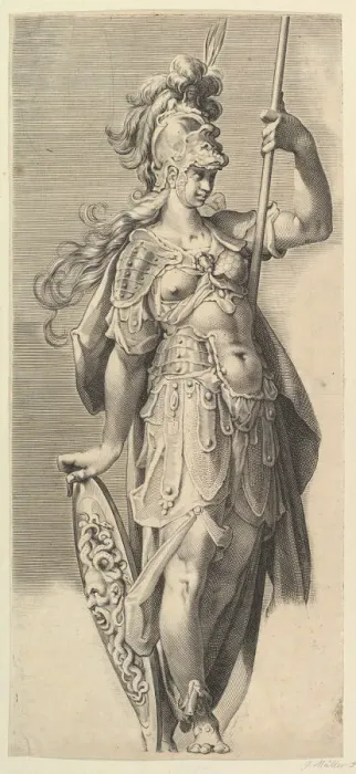 Framed Print : Minerva, ca. 1632. Creators: Bartholomeus Spranger, Jan Muller Framed Print : Minerva, ca. 1632. Creators: Bartholomeus Spranger, Jan Muller