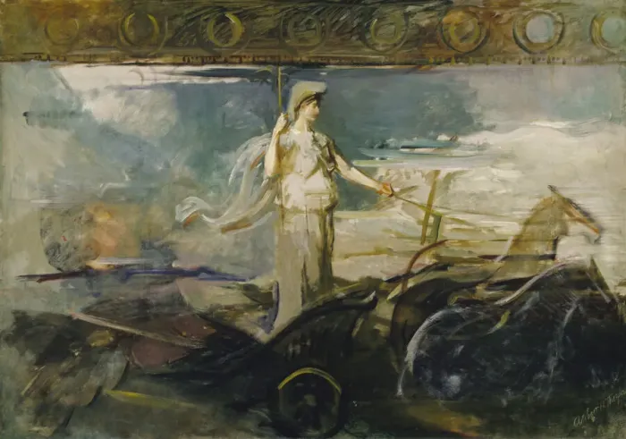 Framed Print : Minerva in a Chariot, ca. 1894. Creator: Abbott Handerson Thayer Framed Print : Minerva in a Chariot, ca. 1894. Creator: Abbott Handerson Thayer
