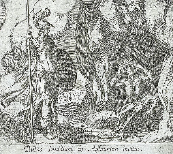 Minerva at Envy's Cave, published 1606. Creators: Antonio Tempesta, Wilhelm Janson