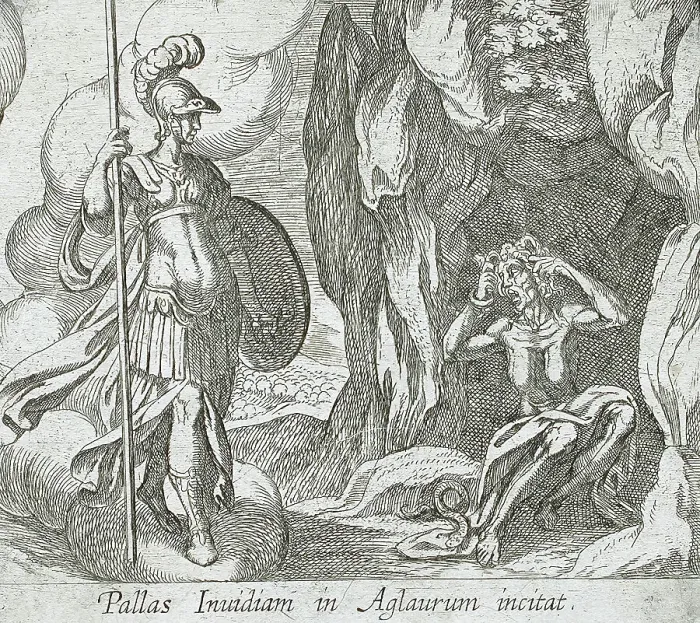 Framed Print : Minerva at Envy's Cave, published 1606. Creators: Antonio Tempesta, Wilhelm Janson Framed Print : Minerva at Envy's Cave, published 1606. Creators: Antonio Tempesta, Wilhelm Janson