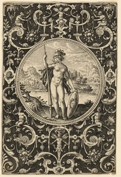 Framed Print : Minerva, n. d. Creator: Adriaen Collaert Framed Print : Minerva, n. d. Creator: Adriaen Collaert