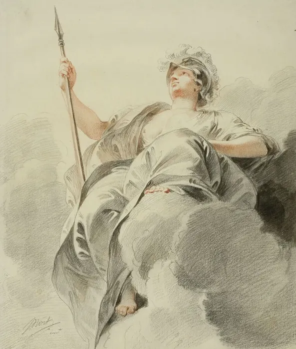Framed Print : Minerva seated on a cloud. Creator: Jacob de Wit Framed Print : Minerva seated on a cloud. Creator: Jacob de Wit
