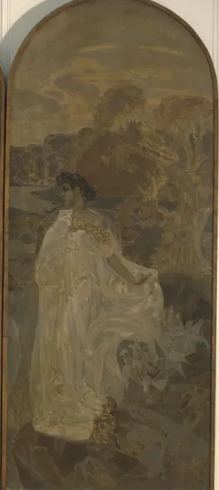 Framed Print : Minerva (Triptych The Judgment of Paris), 1893. Artist: Vrubel, Mikhail Alexandrovich (1856-1910) Framed Print : Minerva (Triptych The Judgment of Paris), 1893. Artist: Vrubel, Mikhail Alexandrovich (1856-1910)