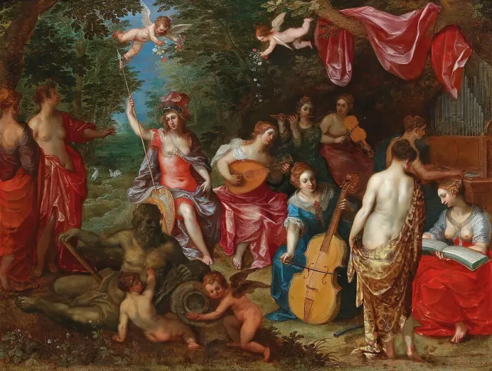 Framed Print : Minerva Visits the Nine Muses, 1608. Creator: Balen, Hendrik I, van (1575-1632) Framed Print : Minerva Visits the Nine Muses, 1608. Creator: Balen, Hendrik I, van (1575-1632)