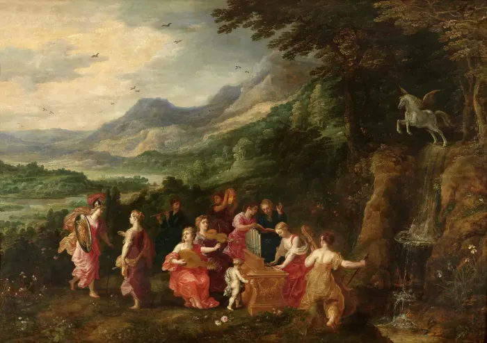 Framed Print : Minerva Visits the Muses. Creator: Hendrick van Balen I Framed Print : Minerva Visits the Muses. Creator: Hendrick van Balen I