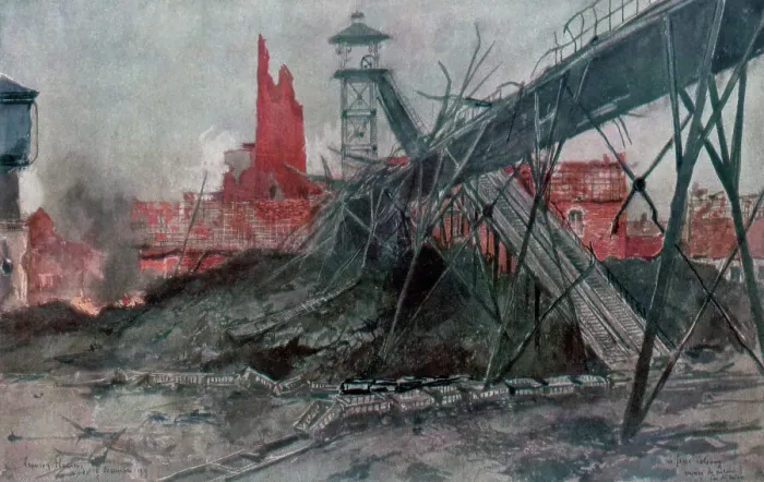 Framed Print : The Mines of Lievin: Calonne Pit, Artois, France, World War I, 1915. Artist: Francois Flameng Framed Print : The Mines of Lievin: Calonne Pit, Artois, France, World War I, 1915. Artist: Francois Flameng