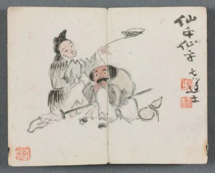 Framed Print : Miniature Album with Figures and Landscape (Man and Woman), 1822. Creator: Zeng Yangdong (Chinese) Framed Print : Miniature Album with Figures and Landscape (Man and Woman), 1822. Creator: Zeng Yangdong (Chinese)
