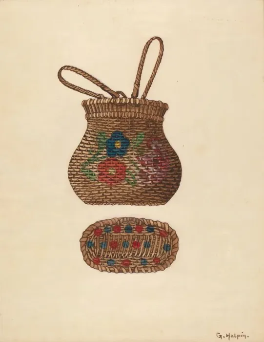 Framed Print : Miniature Basket, c. 1936. Creator: Grace Halpin Framed Print : Miniature Basket, c. 1936. Creator: Grace Halpin