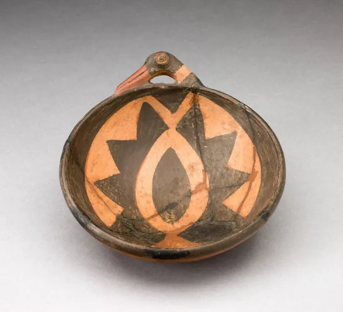 Framed Print : Miniature Bowl with Large Geometric Motif and Bird-Head Handle, A. D. 1450 / 1532 Framed Print : Miniature Bowl with Large Geometric Motif and Bird-Head Handle, A. D. 1450 / 1532