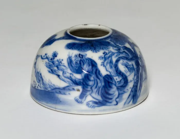 Framed Print : Miniature Brushwasher with Tiger in a Landscape, Qing dynasty (1644-1911) Framed Print : Miniature Brushwasher with Tiger in a Landscape, Qing dynasty (1644-1911)