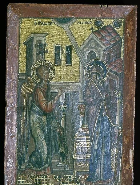 Miniature Byzantine mosaic of the Annunciation, 14th century