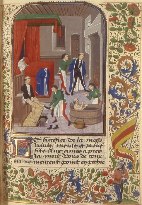 Framed Print : Miniature from Dialogue de saint Gregoire (Francais 911), 15th century. Creator: Anonymous master Framed Print : Miniature from Dialogue de saint Gregoire (Francais 911), 15th century. Creator: Anonymous master