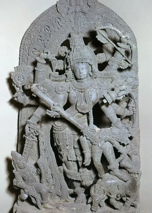 Framed Print : Miniature of Durga killing the buffalo demon, 13th century Framed Print : Miniature of Durga killing the buffalo demon, 13th century