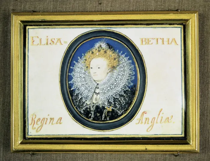 Framed Print : Miniature of Elizabeth I (1533-1603) Queen of England and Ireland (1558-1603) Artist: Nicholas Hilliard