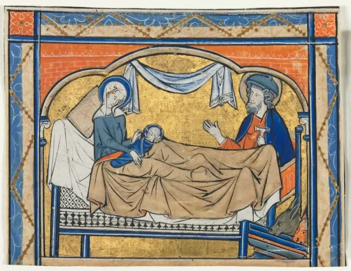 Framed Print : Miniature Excised from a Psalter: The Nativity, c. 1270. Creator: Unknown Framed Print : Miniature Excised from a Psalter: The Nativity, c. 1270. Creator: Unknown