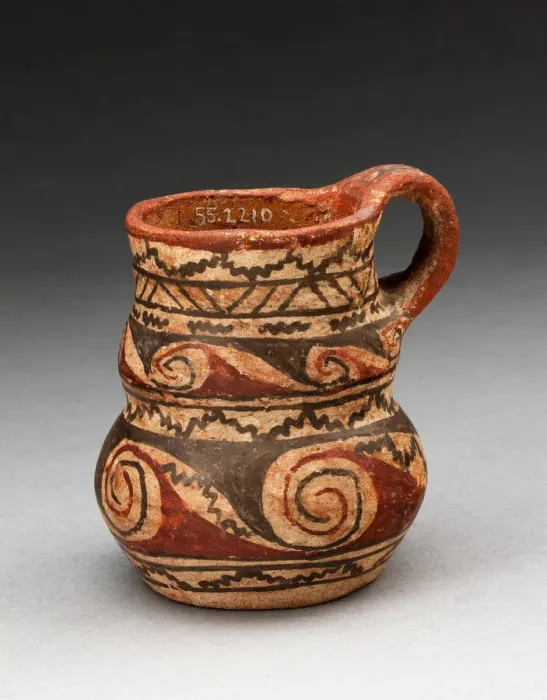 Framed Print : Miniature Handled Jug with Spiral and Zigzag Motifs, A. D. 400 / 1000. Creator: Unknown Framed Print : Miniature Handled Jug with Spiral and Zigzag Motifs, A. D. 400 / 1000. Creator: Unknown