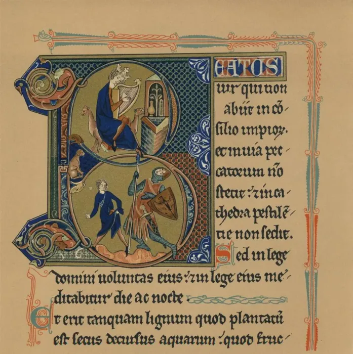 Framed Print : Miniature Initial and Part of a Page from a Psalter, (13th century), 1901 Framed Print : Miniature Initial and Part of a Page from a Psalter, (13th century), 1901