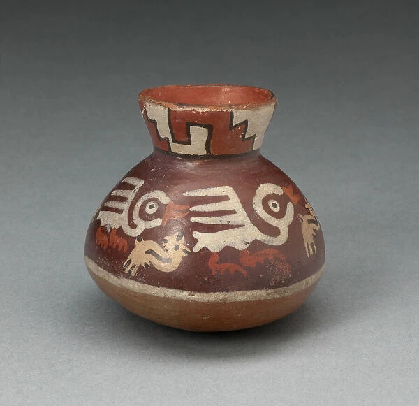 Miniature Jar Depicting Abstract Birds and Fish, 180 B. C.  /  A. D. 500. Creator: Unknown