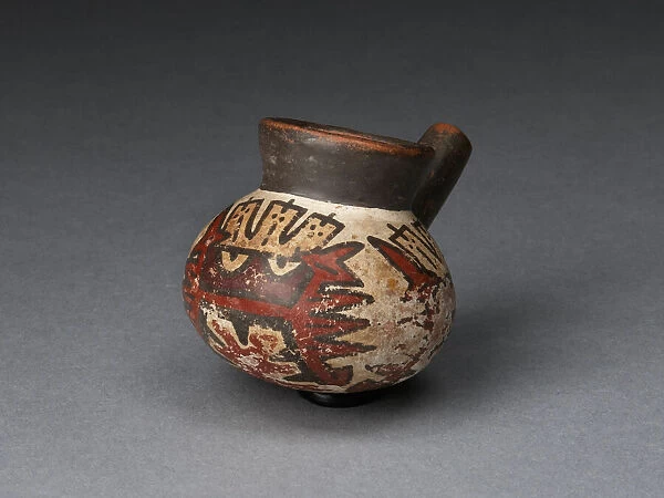 Miniature Jar with a Single Spout Depicting an Abstract Figure, 180 B. C.  /  A. D. 500