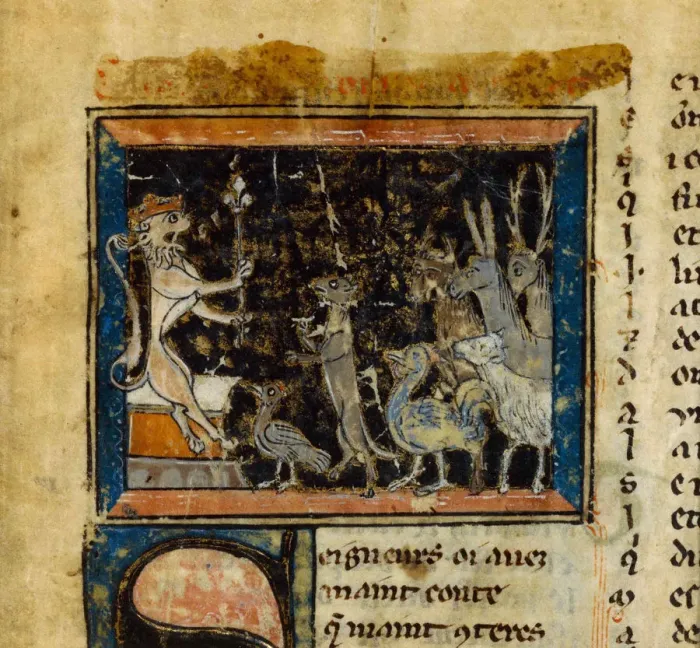 Framed Print : Miniature from the Le Roman de Renart, 13th century. Creator: Anonymous Framed Print : Miniature from the Le Roman de Renart, 13th century. Creator: Anonymous