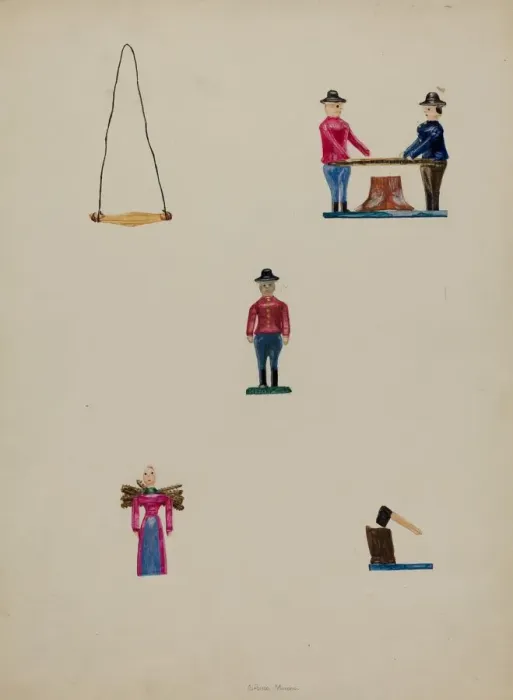 Framed Print : Miniature Lumber Camp, c. 1937. Creator: Alfonso Moreno Framed Print : Miniature Lumber Camp, c. 1937. Creator: Alfonso Moreno