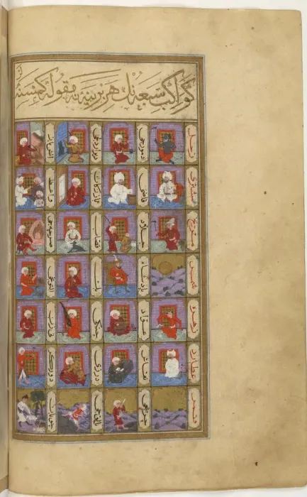 Framed Print : Miniature from Matali al-sa adet by Seyyid Mohammed ibn Emir Hasan (left part), 1582. Artist: Anonymous Framed Print : Miniature from Matali al-sa adet by Seyyid Mohammed ibn Emir Hasan (left part), 1582. Artist: Anonymous