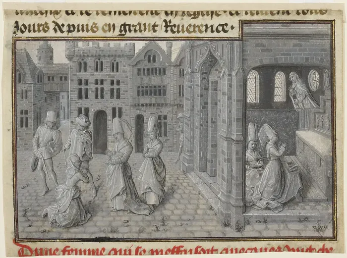 Framed Print : Miniature from The Miracles of Our Lady, about 1460. Creators: Lieven van Lathem, Jean Mielot Framed Print : Miniature from The Miracles of Our Lady, about 1460. Creators: Lieven van Lathem, Jean Mielot