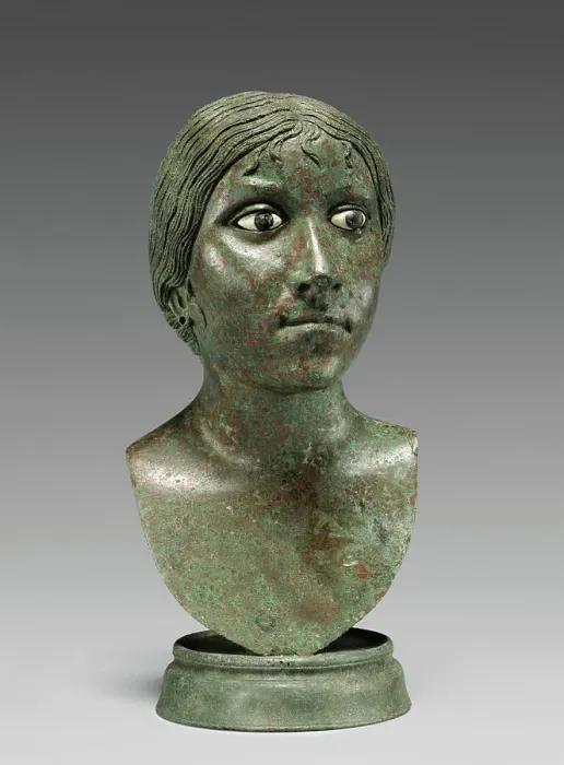 Framed Print : Miniature Portrait Bust of a Woman, 25 B.C.-A.D. 25. Creator: Unknown Framed Print : Miniature Portrait Bust of a Woman, 25 B.C.-A.D. 25. Creator: Unknown