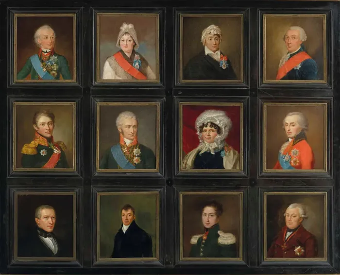 Framed Print : Twelve miniature portraits of the family of Natalia Zubova, nee Suvorova (1775-1844) Framed Print : Twelve miniature portraits of the family of Natalia Zubova, nee Suvorova (1775-1844)