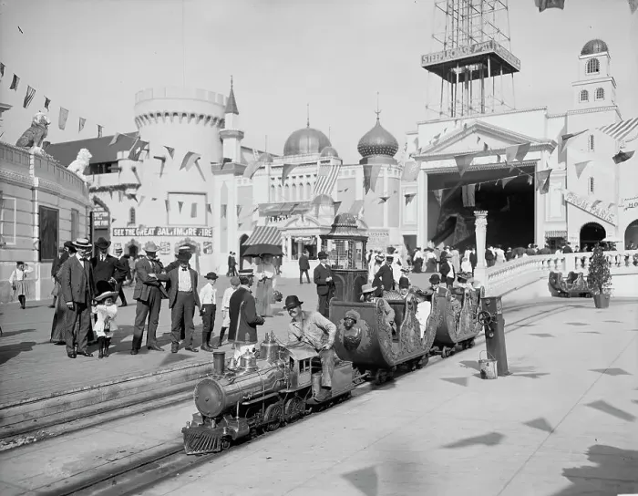 Framed Print : The Miniature railway, Coney Island, N.Y. c1905. Creator: Unknown Framed Print : The Miniature railway, Coney Island, N.Y. c1905. Creator: Unknown