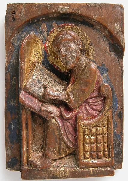 Miniature Relief of a Saint Luke at His Writing Table, German, 1200-1225