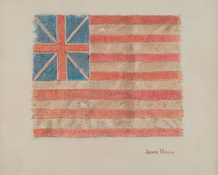 Framed Print : Miniature Revolutionary Flag, c. 1940. Creator: John Hall Framed Print : Miniature Revolutionary Flag, c. 1940. Creator: John Hall
