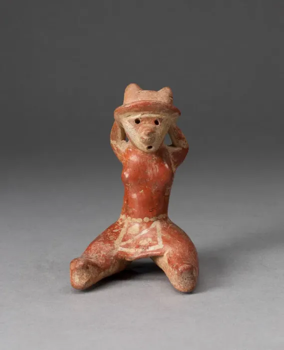 Framed Print : Miniature Seated Figurine with Arms Held Behind the Head, 100 B. C. / A. D. 300 Framed Print : Miniature Seated Figurine with Arms Held Behind the Head, 100 B. C. / A. D. 300