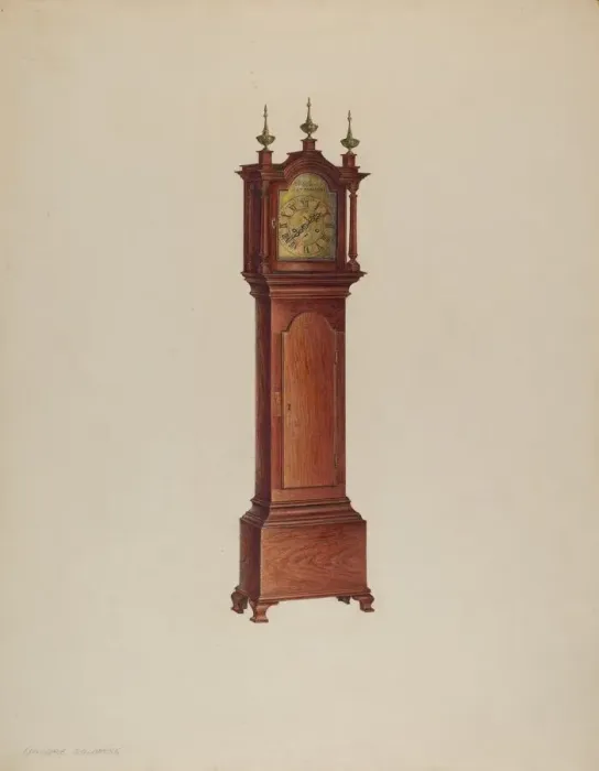 Framed Print : Miniature Tall Clock, c. 1938. Creator: Isadore Goldberg Framed Print : Miniature Tall Clock, c. 1938. Creator: Isadore Goldberg