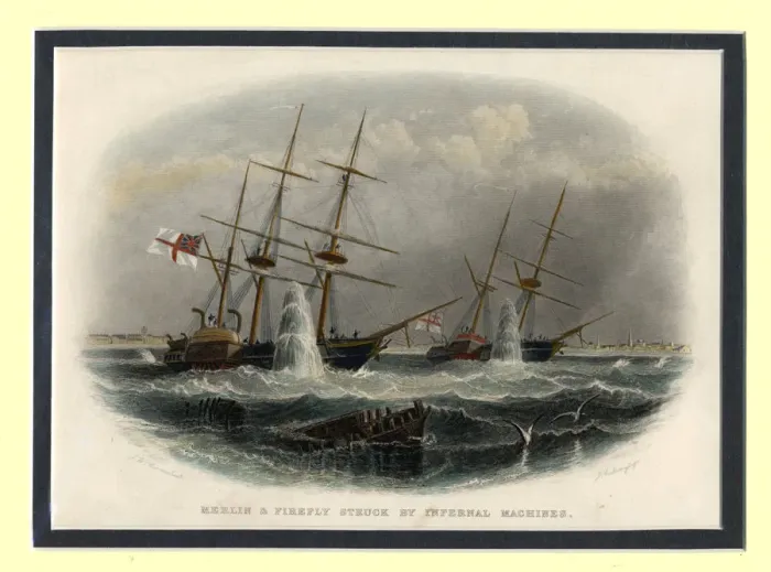 Framed Print : The mining of the Merlin and Firefly off Kronstadt on 9 June 1855, 1855-1856 Framed Print : The mining of the Merlin and Firefly off Kronstadt on 9 June 1855, 1855-1856