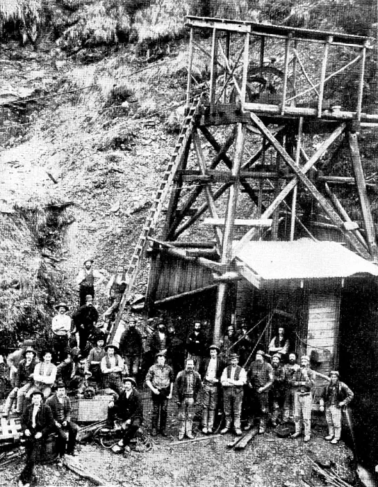 Framed Print : Mining in New Zealand - Achilles Gold-Fields, Limited: main shaft and hoist, 1895. Creator: Unknown Framed Print : Mining in New Zealand - Achilles Gold-Fields, Limited: main shaft and hoist, 1895. Creator: Unknown