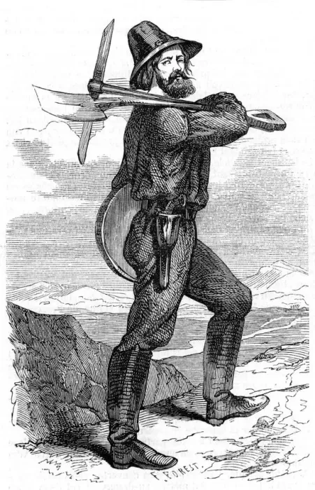 Framed Print : Mining prospector in the Californian gold fields, 1853 Framed Print : Mining prospector in the Californian gold fields, 1853