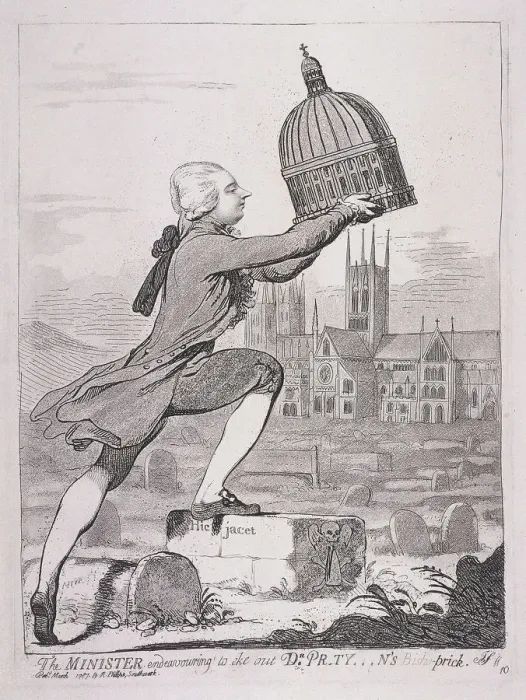 Framed Print : The Minister endeavouring to eke out Dr Pr-ty---ns Bisho-prick, 1787. Artist Framed Print : The Minister endeavouring to eke out Dr Pr-ty---ns Bisho-prick, 1787. Artist
