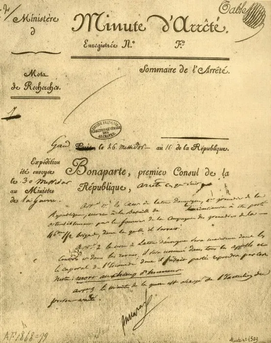 Framed Print : Ministerial order on the subject of La Tour d Auvergne, 15 July 1803, (1921). Creator: Unknown Framed Print : Ministerial order on the subject of La Tour d Auvergne, 15 July 1803, (1921). Creator: Unknown