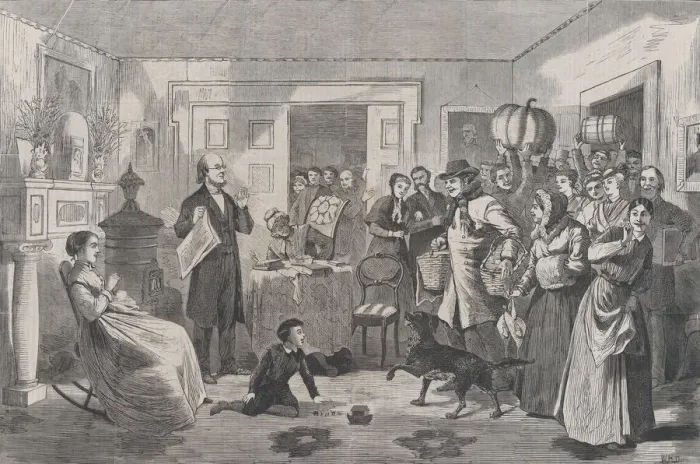 Framed Print : Our Ministers Donation Party (Harpers Bazar, Vol. I), December 19, 1868 Framed Print : Our Ministers Donation Party (Harpers Bazar, Vol. I), December 19, 1868