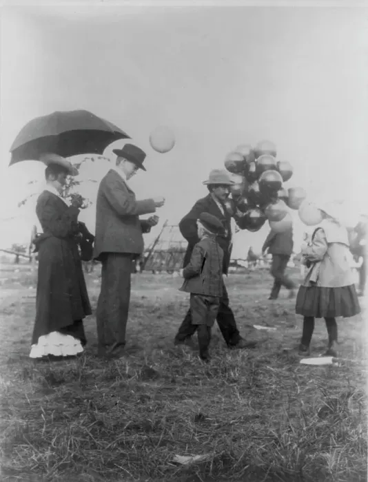 Framed Print : Minnesota State Fair: balloon vendor, 1900?. Creator: Unknown Framed Print : Minnesota State Fair: balloon vendor, 1900?. Creator: Unknown