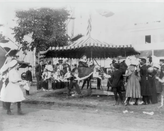Framed Print : Minnesota State Fair: children on small merry-go-round, 1900?. Creator: Unknown Framed Print : Minnesota State Fair: children on small merry-go-round, 1900?. Creator: Unknown