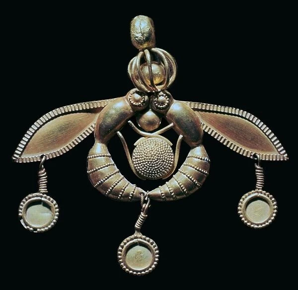 Minoan gold pendant with two bees and a honeycomb, 18th century BC