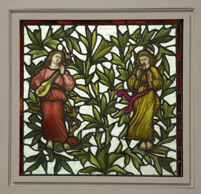Framed Print : Two Minstrels Stained Glass, , 1885 / 95. Creator: James Egan Framed Print : Two Minstrels Stained Glass, , 1885 / 95. Creator: James Egan