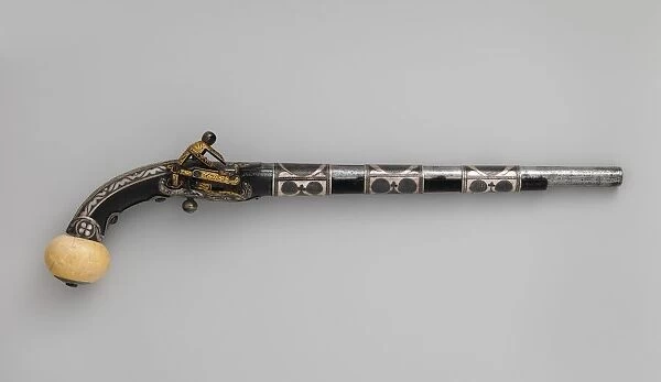 Miquelet Pistol, Caucasian, possibly Georgia or Circassia, dated A. H. 1263  /  A. D. 1846-47