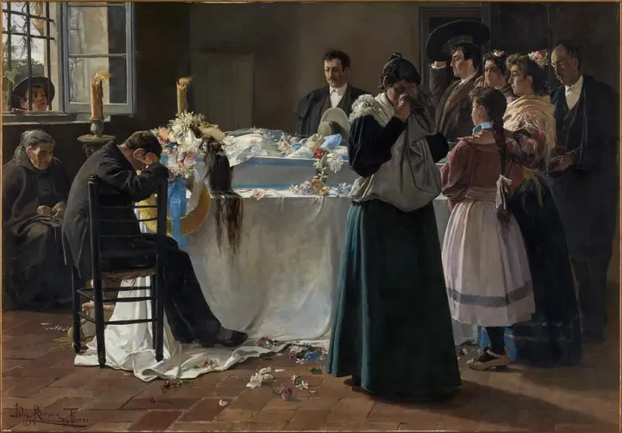 Framed Print : Mira que bonita era, 1895. Creator: Romero de Torres, Julio (1874-1930) Framed Print : Mira que bonita era, 1895. Creator: Romero de Torres, Julio (1874-1930)