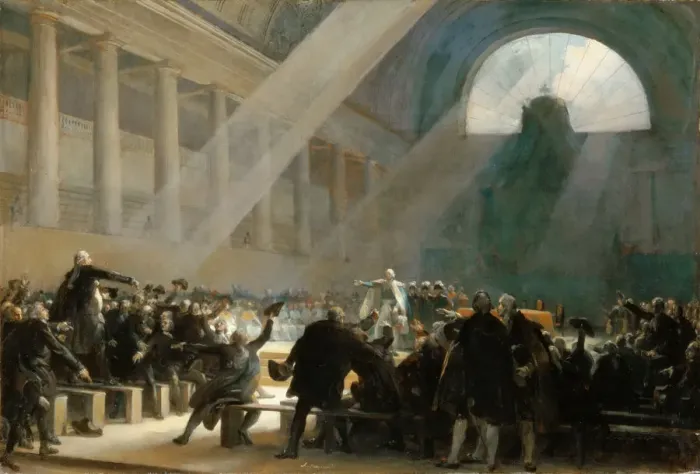 Framed Print : Mirabeau Answering Dreux-Breze, at the National Assembly Meeting, June 23, 1789. Artist: Fragonard, Alexandre-Evariste (1780-1850) Framed Print : Mirabeau Answering Dreux-Breze, at the National Assembly Meeting, June 23, 1789. Artist: Fragonard, Alexandre-Evariste (1780-1850)