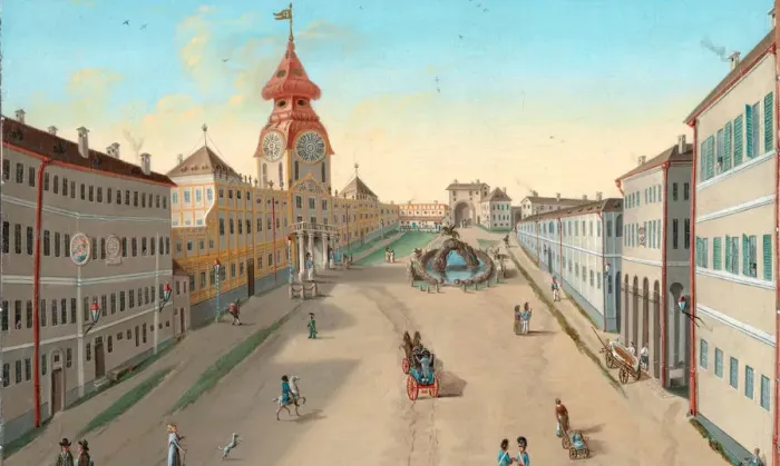 Framed Print : The Mirabell Square in Salzburg (Detail), ca 1810-1815 Framed Print : The Mirabell Square in Salzburg (Detail), ca 1810-1815