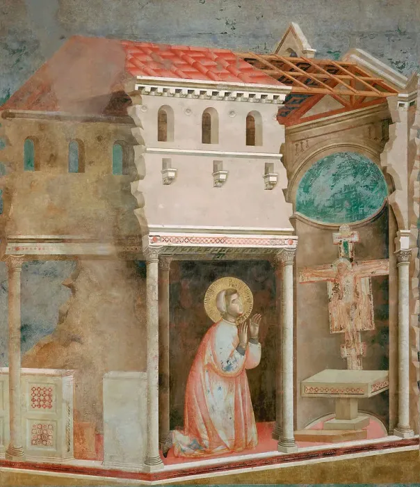 Framed Print : Miracle of the Crucifix (from Legend of Saint Francis), 1295-1300. Creator: Giotto di Bondone (1266-1377) Framed Print : Miracle of the Crucifix (from Legend of Saint Francis), 1295-1300. Creator: Giotto di Bondone (1266-1377)