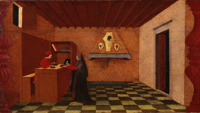 Framed Print : The Miracle of the Desecrated Host (Predella Panel for the church of Corpus Domini in... 1465-1469. Creator: Uccello, Paolo (1397-1475) Framed Print : The Miracle of the Desecrated Host (Predella Panel for the church of Corpus Domini in... 1465-1469. Creator: Uccello, Paolo (1397-1475)